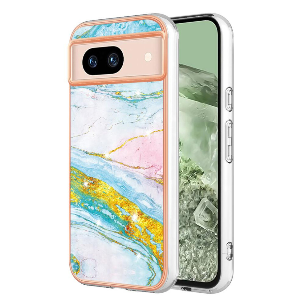 (White Green ) Case For Google Pixel 8A Soft Bumper Slim Tpu Protection Marble Pattern White,Green 764762636159