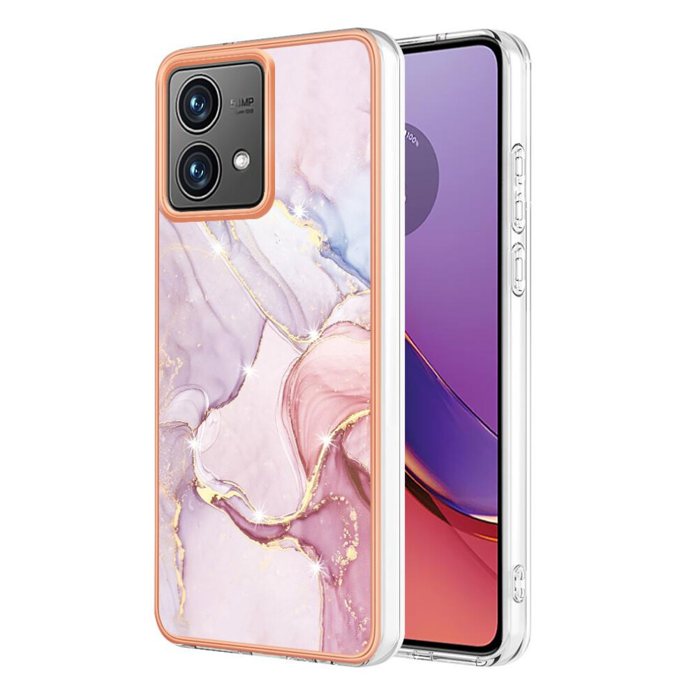 (Pink) Case For Motorola Moto G84 Slim Tpu Protection Soft Bumper Marble Pattern Pink 764762636180