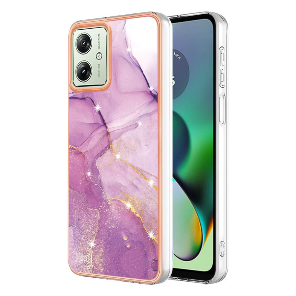 ( Violet) Case For Motorola Moto G54 Protection Marble Pattern Soft Bumper Slim Tpu Light 764762636470