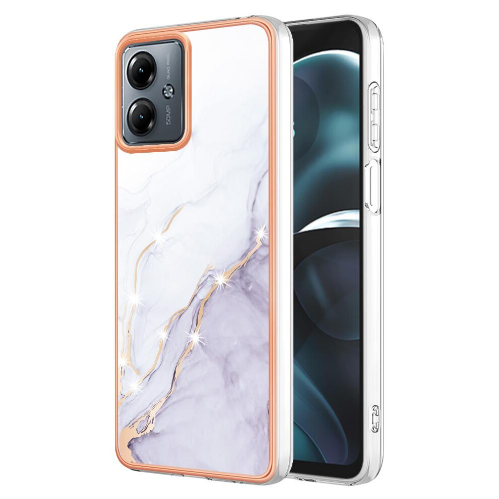 (White) Case For Motorola Moto G14 Slim Tpu Protection Marble Pattern Soft Bumper White 764762636739