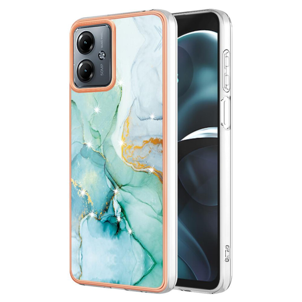 (Green) Case For Motorola Moto G14 Slim Tpu Protection Marble Pattern Soft Bumper Green 764762636746