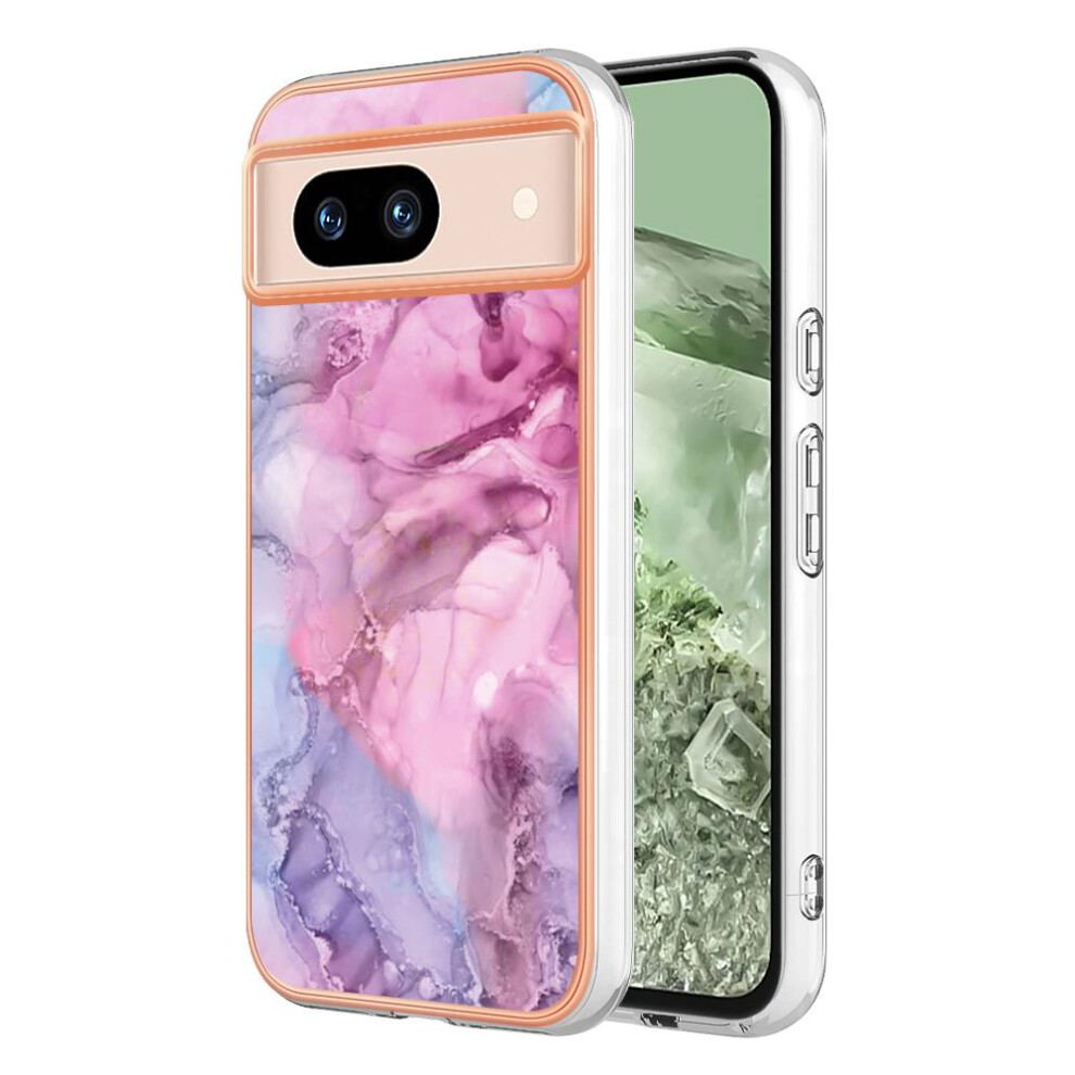 (Pink) Compatible With Google Pixel 8A Silicone Tpu Bumper Marble Shockproof Pink 764762636784