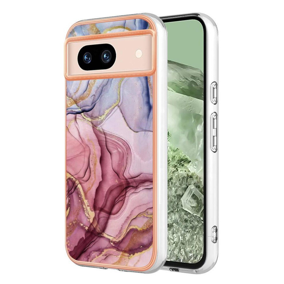 (Red) Compatible With Google Pixel 8A Silicone Tpu Bumper Marble Shockproof Red 764762636760