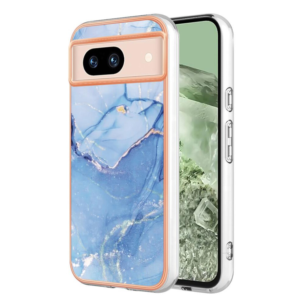 (Blue) Compatible With Google Pixel 8A Silicone Tpu Bumper Marble Shockproof Blue 764762636791