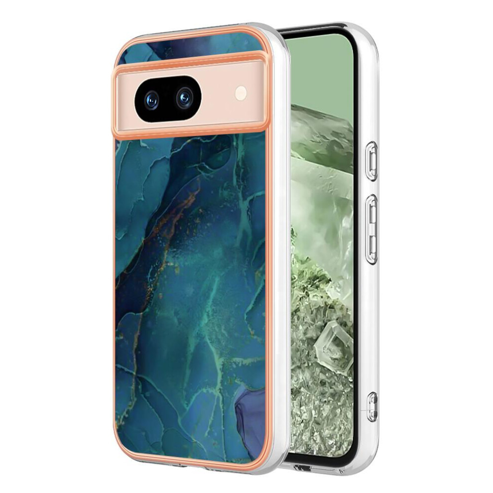(Green) Compatible With Google Pixel 8A Silicone Tpu Bumper Marble Shockproof Green 764762636814