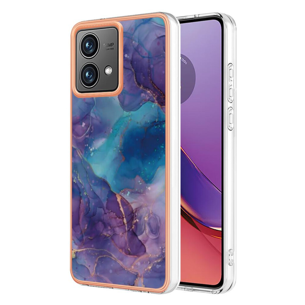 (Purple) Compatible With Motorola Moto G84 Shockproof Bumper Marble Tpu Silicone Purple 764762636869