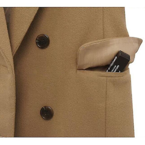 (Black, M) Women Wool Blend Coat Lapel Mid-long Coat 1