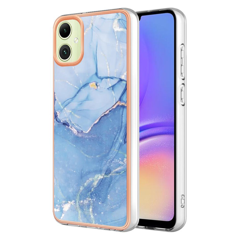 (Blue) Compatible With Samsung Galaxy A05 Silicone Bumper Marble Shockproof Tpu Blue 764762636975