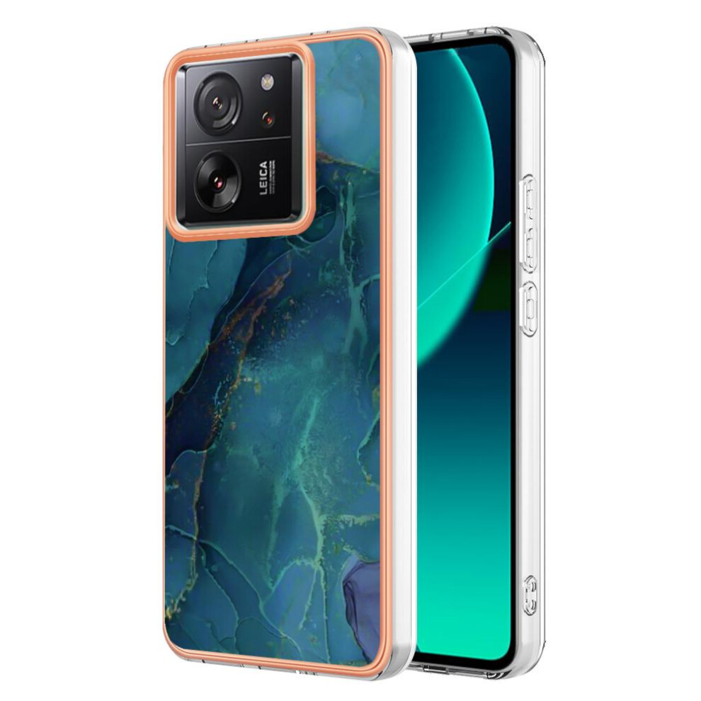 (Green) Compatible With Xiaomi 13T/13T Pro 5G Shockproof Silicone Marble Bumper Tpu Green 764762637057