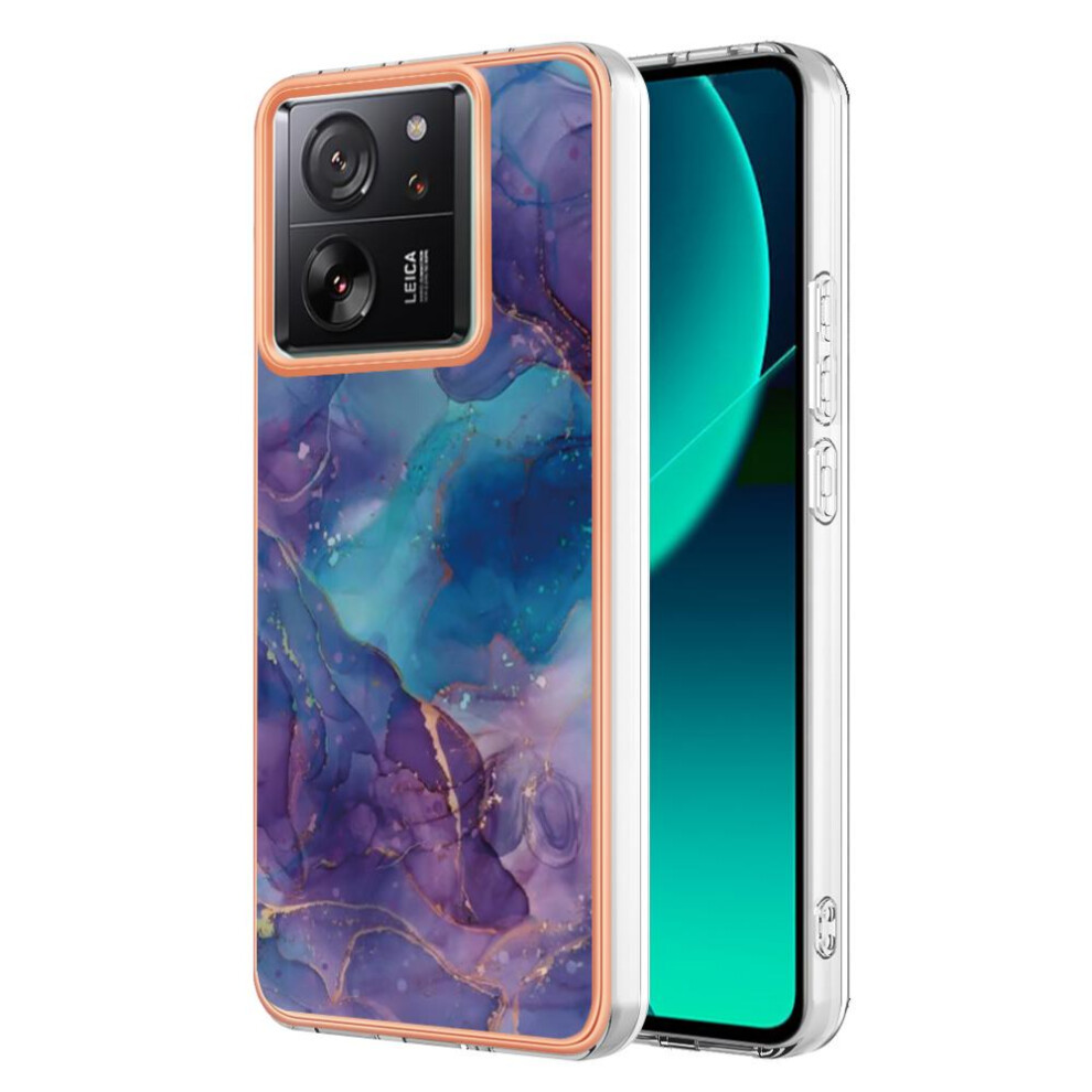 (Purple) Compatible With Xiaomi 13T/13T Pro 5G Shockproof Silicone Marble Bumper Tpu Purple 764762637040