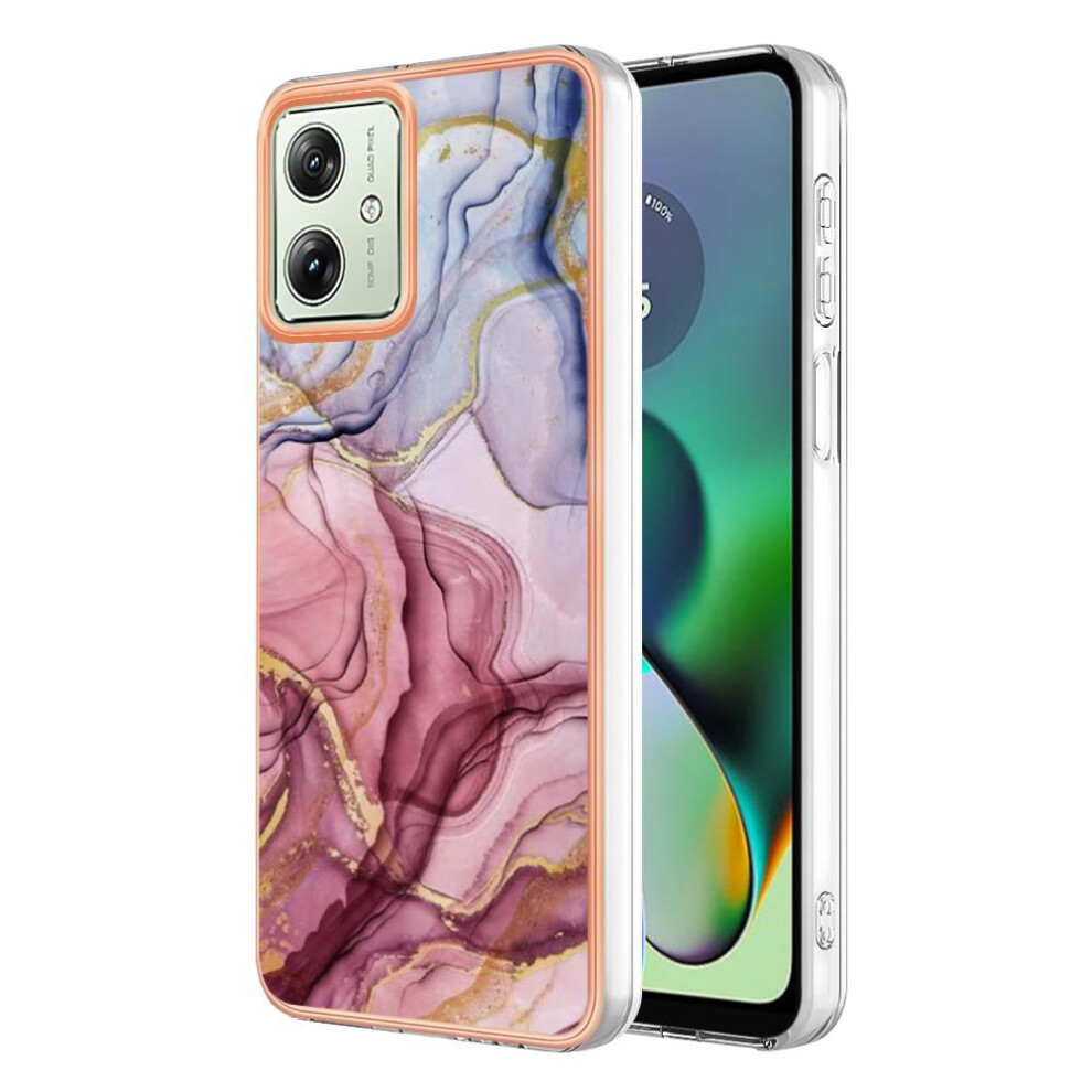 (Red) Compatible With Motorola Moto G54 Marble Bumper Shockproof Silicone Tpu Red 764762637125