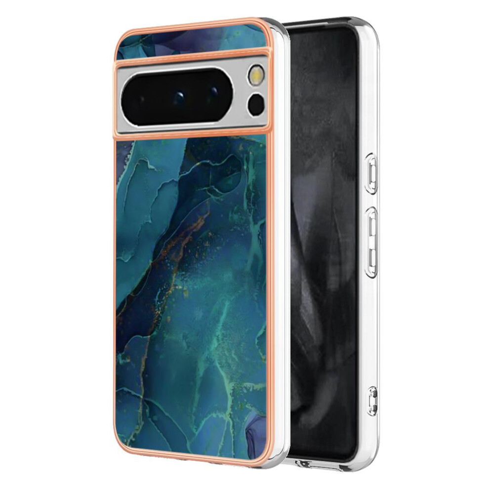 (Green) Compatible With Google Pixel 8 Pro 5G Shockproof Marble Bumper Silicone Tpu Green 764762637231
