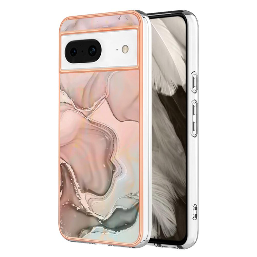 (Gold) Compatible With Google Pixel 8 5G Tpu Shockproof Marble Silicone Bumper Gold 764762637255