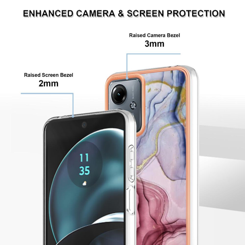 (Red) Compatible With Motorola Moto G14 Shockproof Tpu Bumper Silicone Marble Red 764762637361