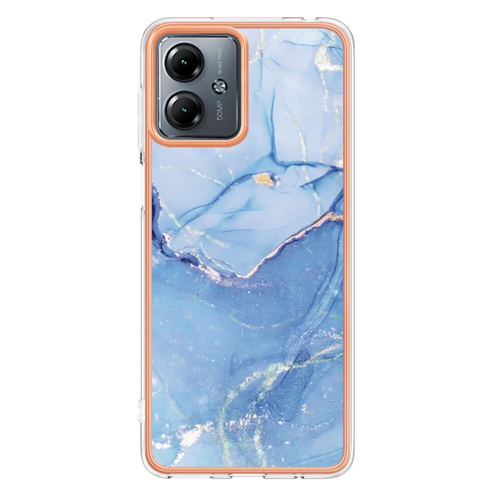 (Blue) Compatible With Motorola Moto G14 Shockproof Tpu Bumper Silicone Marble Blue 764762637392