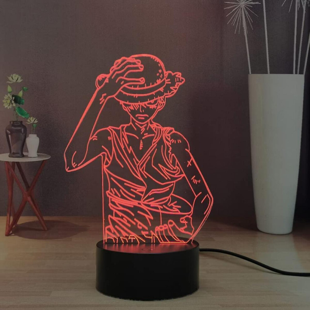 Luffy 3d Night Light, Luffy Anime Led Night Lamp, Touch Bedroom Bedside Lamp For Kids, Remote Control Desk Lamp Decoration, Multicolor Table Lamp