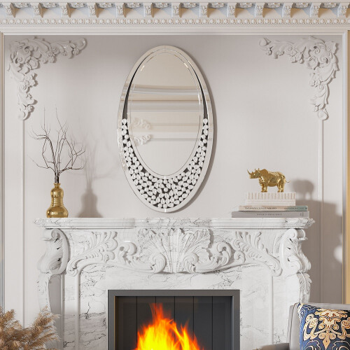 Oval Wall Silver Decoration Accent Mirror Vanity Mirror 105x60cm 1