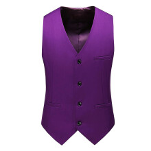 (M) Allthemen Mens V-Neck Suit Vest Solid Color Wedding Business Vest Waistcoat
