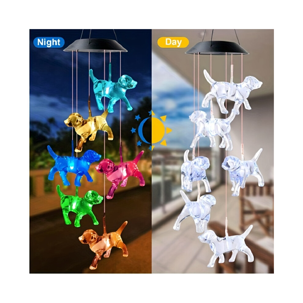 (Dog, 1pc) Solar Puppy Wind Chime Light, Colorful Light Color Changing LED Outdoor Chandelier, Decorative Light For Villa Garden Courtyard Waterproof