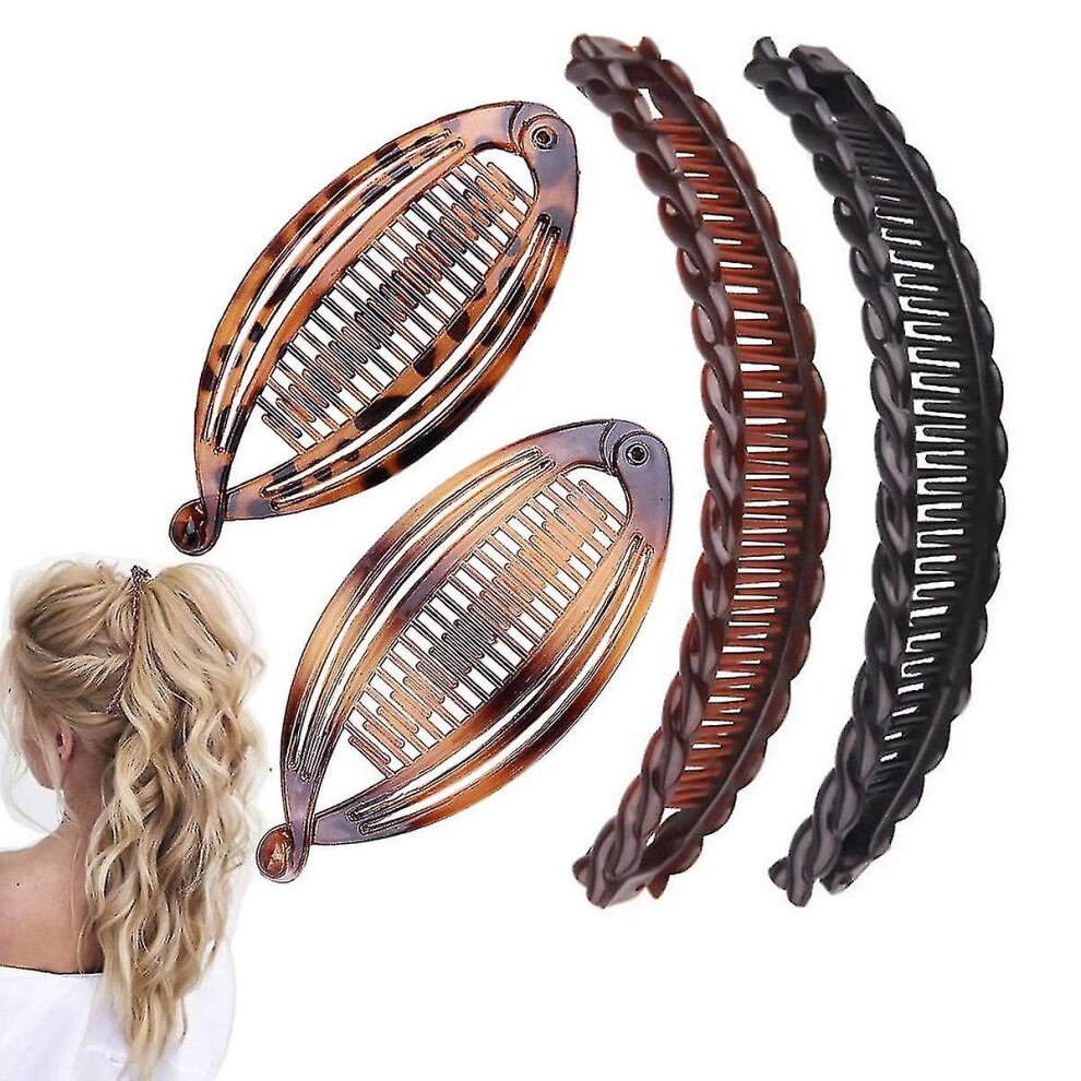 Unisex 4Pcs Banana Hair Clips Vintage Clincher Combs Tool For Thick Curly Hair Accessories Fishtail Hair Clip Combsadult