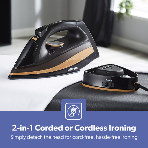 GEEPAS Geepas Cordless Steam Iron Ceramic Soleplate 2400W - Black 2