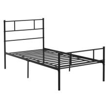 Single Bed Frame Industrial Bedroom Furniture Small Rustic Metal Slat Support Headboard