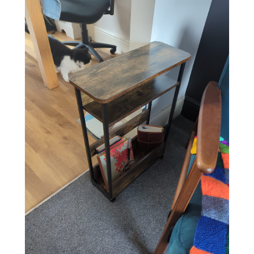 Narrow Side Table Small Rustic Slim Sofa End Vintage Industrial Storage Coffee Unit 2