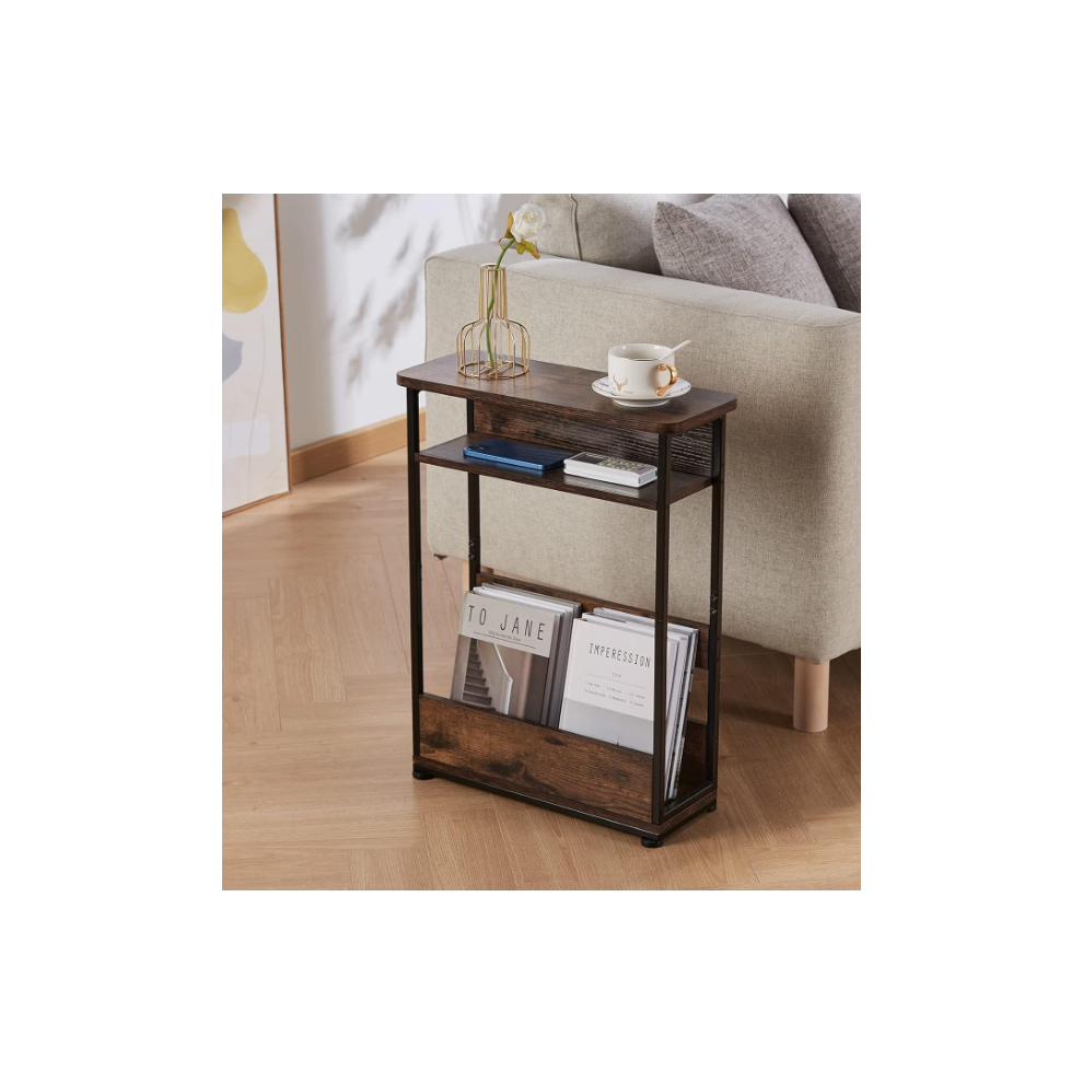 Narrow Side Table Small Rustic Slim Sofa End Vintage Industrial Storage Coffee Unit