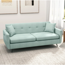 2 Seater Sofa Vintage Retro Settee Fabric Loveseat Couch Double Lounge Room Seat Blue-ish