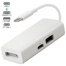 (White) 3 In 1 Usb-c Magsafe Adapter Type-c to Magsafe Converter for Notebooks and Smartphones