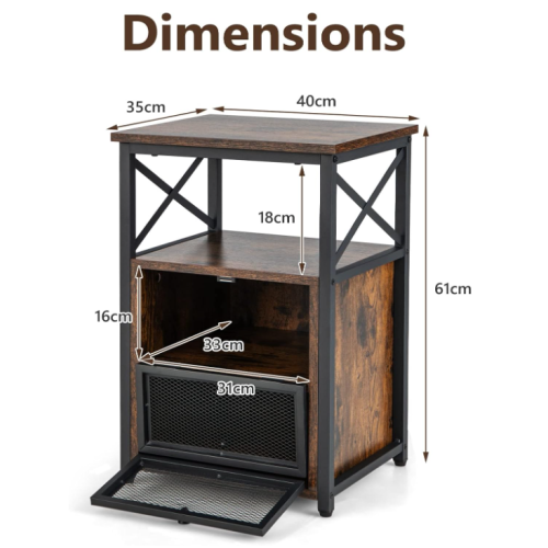 Industrial Bedside Table Rustic Metal Side Cabinet Vintage Storage Shelf Unit 1