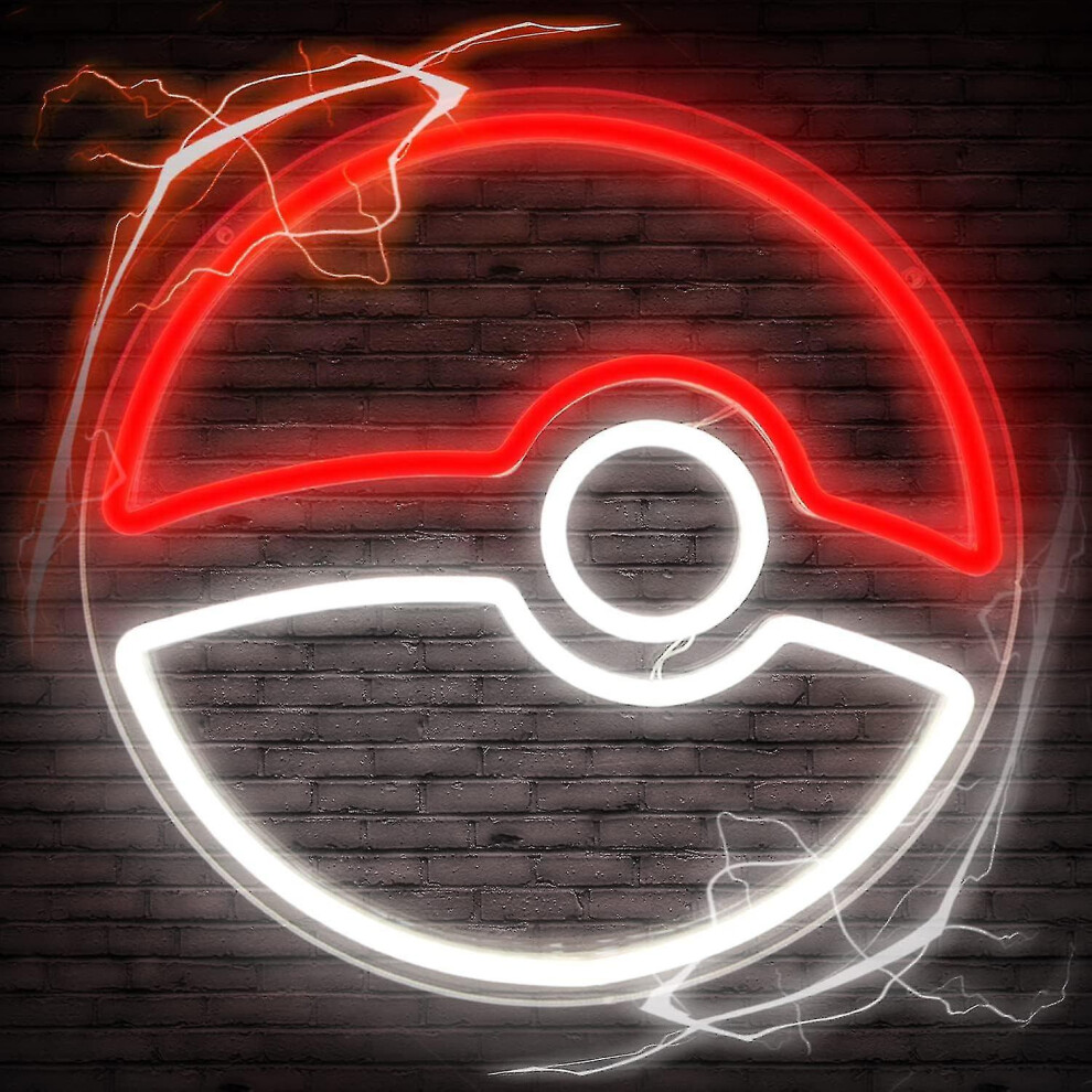 Big Poke Ball Neon Sign Anime Ball Neon Sign Dimmable Gaming Neon Lights Led Neon Signs For Game Wall Decor Gaming Neon Light For Kids Children Game R