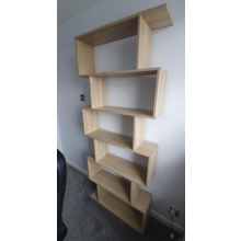 Tall Wooden Bookcase Display Storage Cabinet Modern Room Divider Oak Shelving Unit