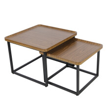 Set of 2 Industrial Nesting Rectangle Coffee Accent Tables