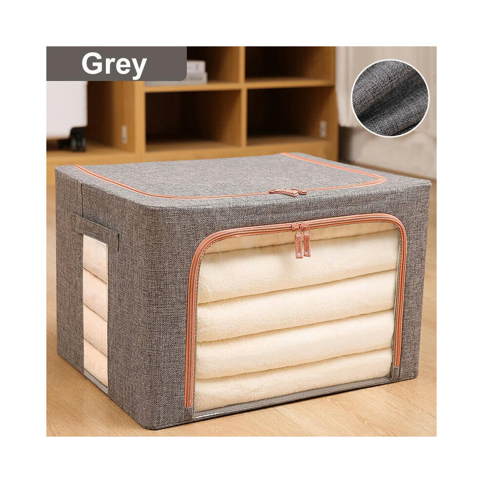 (Grey, 24L) Foldable Storage Organizers Clothes Blanket Quilt Organizer Box Large Capacity Closet Sweater Storage Clothes Cabinet Organizer