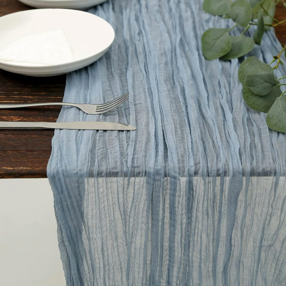 (90x305cm, 5 Pieces) 2/5/10Pcs Cotton Gauze Table Runner Dusty Blue Wedding Tablecloth Cheesecloth Table Cover for Dinning Festival Party Home Decor-image-OPC-PDRPBBN-NEW