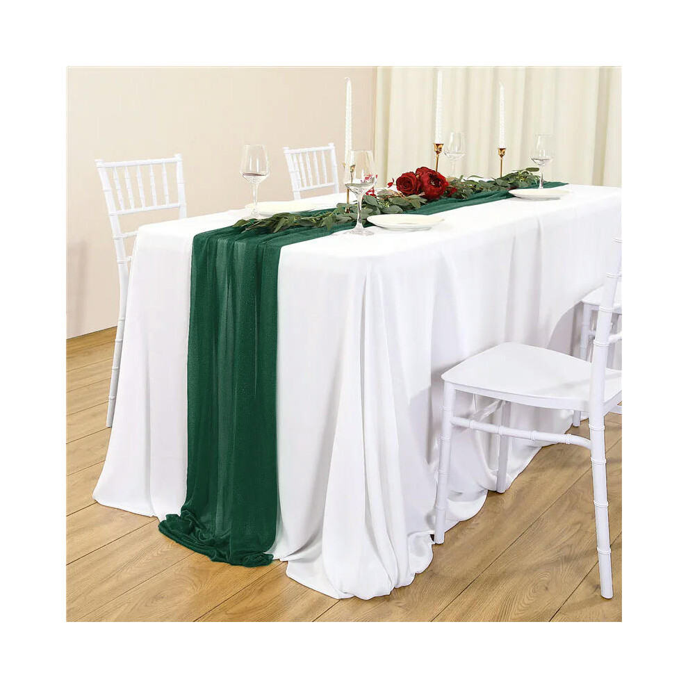 (30x300CM, atrovirens) Chiffon Table Runner Vertical Tablecloth for Table Decorations Shiny Fabric Merry Christmas Decorations 2023 Wedding Decoration