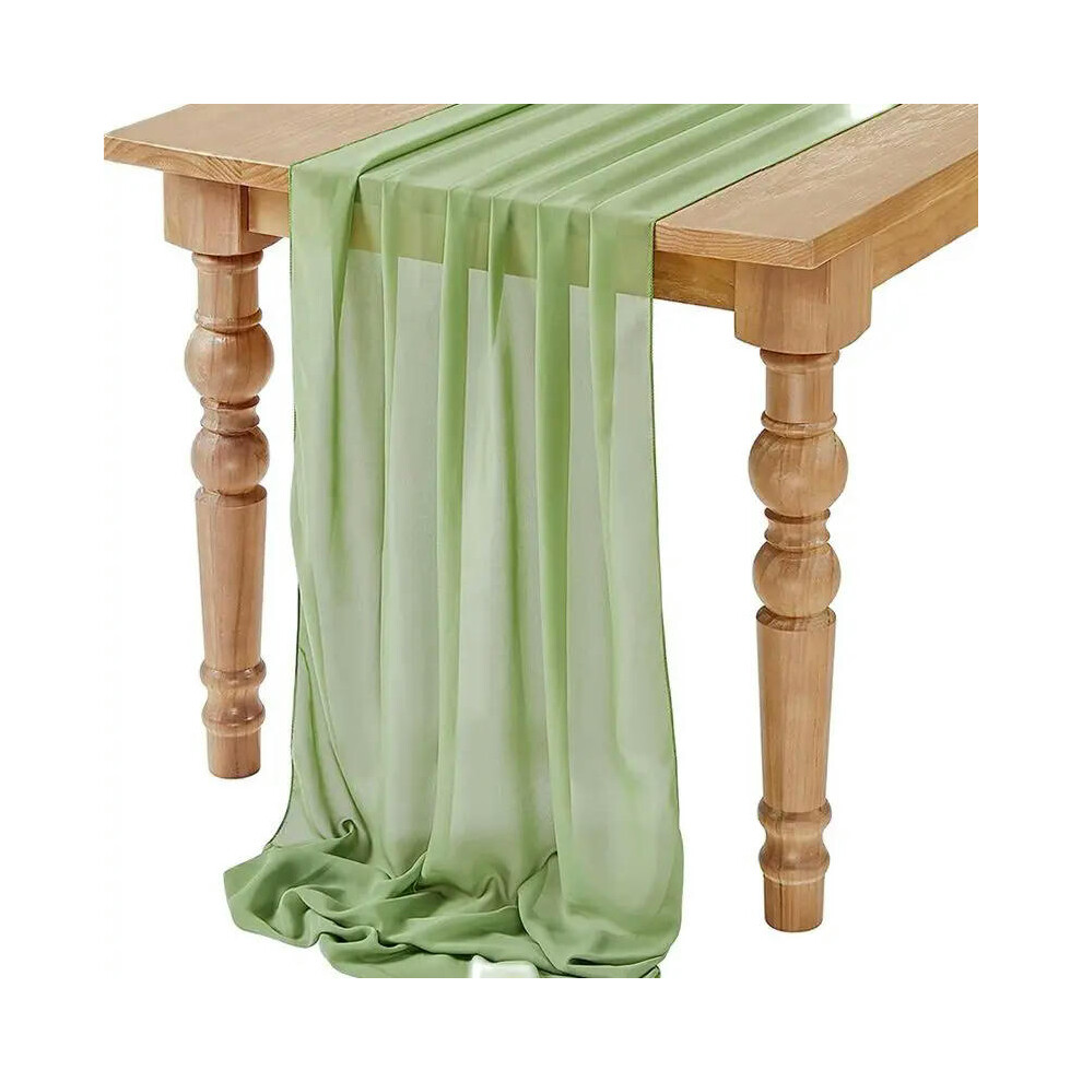 (30X180cm, Sage green) Sage Green Chiffon Table Runner Gauze Rustic Sheer Table Decor for Romantic Bridal Baby Shower Birthday Party Wedding Decoratio-image-OPC-PDRPBYY-NEW