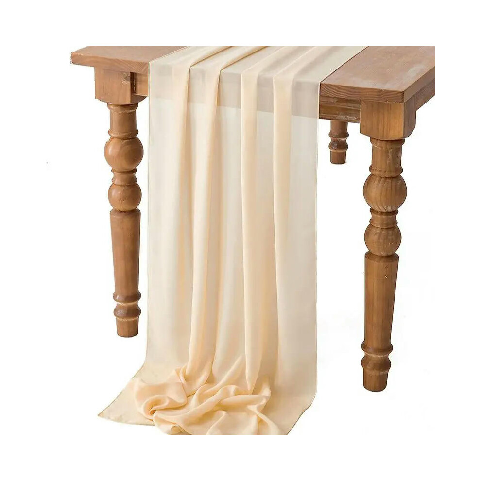 (70x800cm, Apricot) Sage Green Chiffon Table Runner Gauze Rustic Sheer Table Decor for Romantic Bridal Baby Shower Birthday Party Wedding Decoration-image-OPC-PDRPBYW-NEW