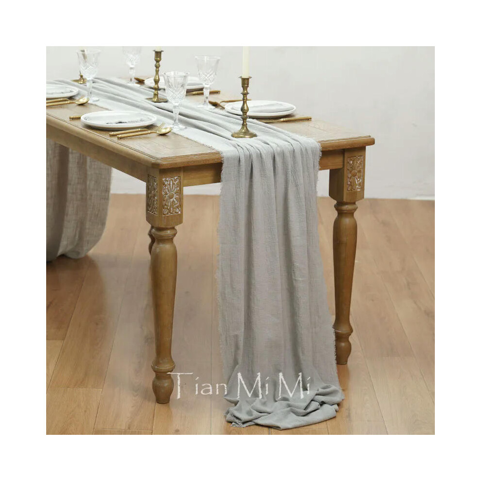 (62x300cm, Silver grey) Table Runner Rustic Cotton Gauze Cloth Dining Burlap Retro Burr Texture Vintage for Wedding Party Linen Christmas Decorations-image-OPC-PDRPC89-NEW
