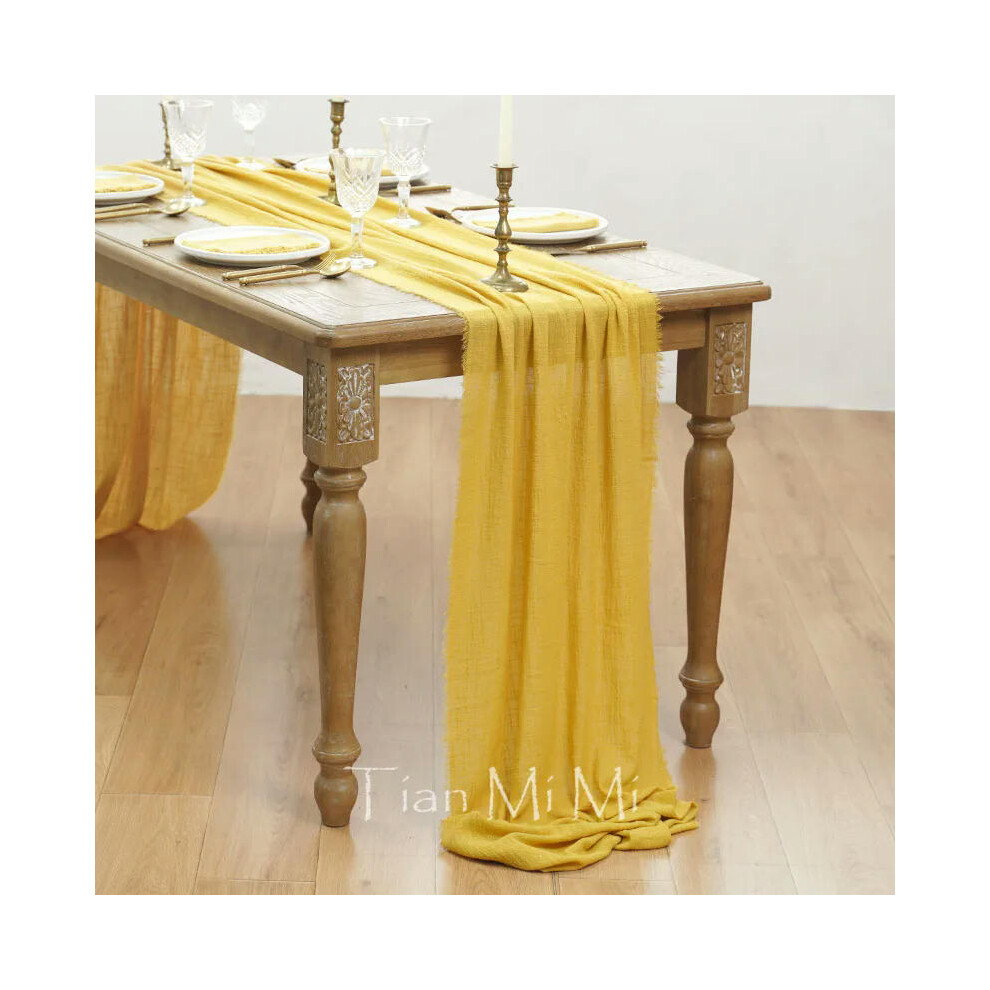 (62x800cm, Ginger) Table Runner Rustic Cotton Gauze Cloth Dining Burlap Retro Burr Texture Vintage for Wedding Party Linen Christmas Decorations-image-OPC-PDRPCBH-NEW