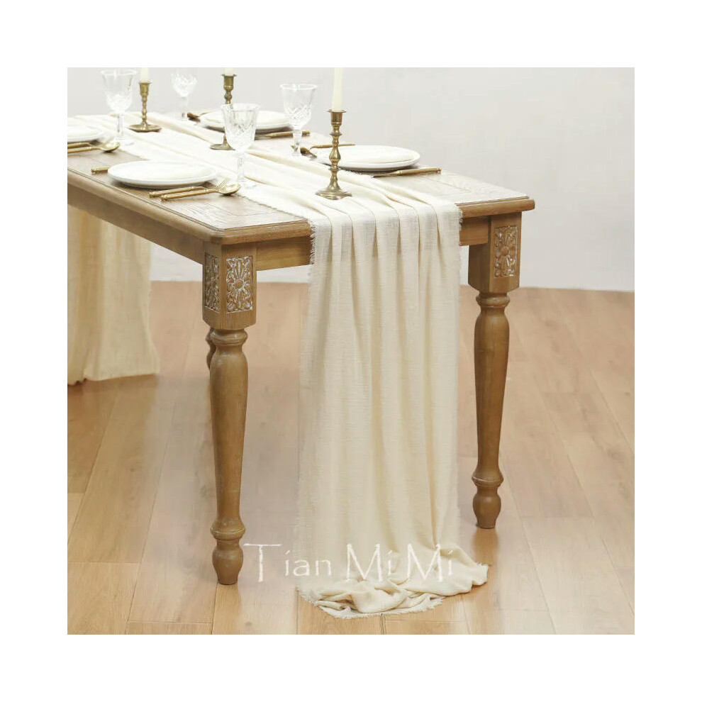 (62x1000cm, Beige) Table Runner Rustic Cotton Gauze Cloth Dining Burlap Retro Burr Texture Vintage for Wedding Party Linen Christmas Decorations-image-OPC-PDRPCCG-NEW