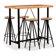 (5 piece) vidaXL Bar Set Kitchen Dining Table and Stools Solid Acacia and Reclaimed Wood