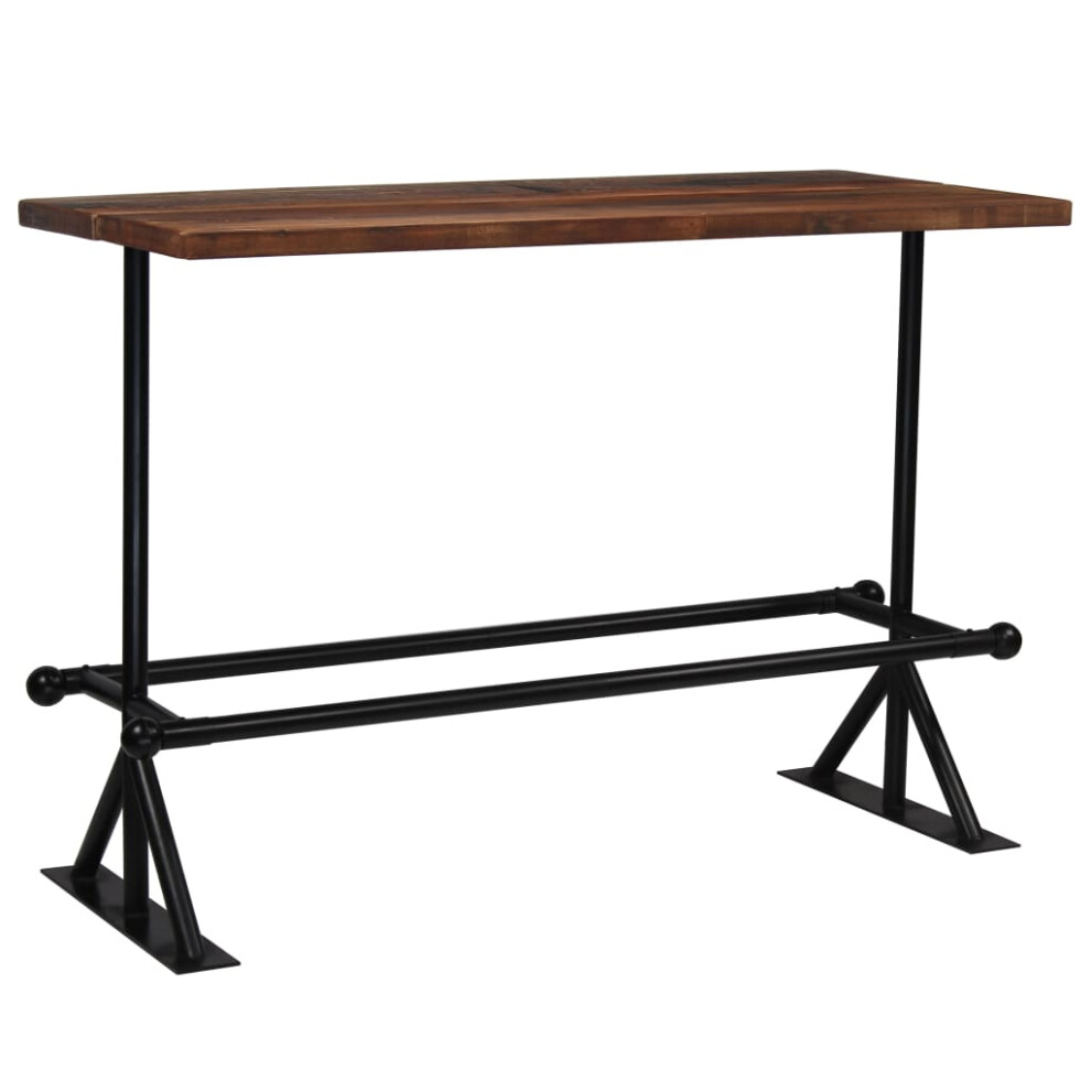 (150 x 70 x 107 cm) vidaXL Bar Table Kitchen Dining Room Table Dark Brown Solid Reclaimed Wood