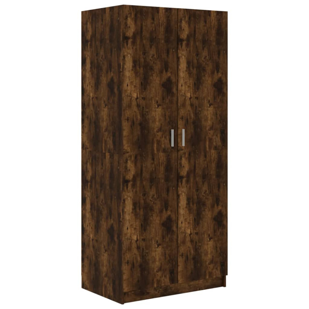 Vidaxl (Smoked Oak) Wardrobe Clothing Cabinet Hanger Clothes Organiser Unit Engineered Wood