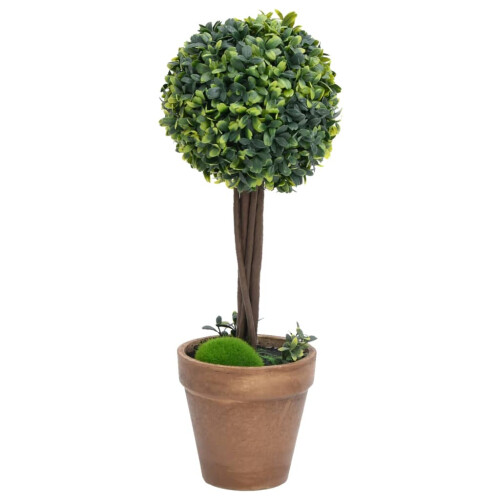 VidaXL vidaXL Künstliche Buchsbäume 2 Stk. mit Topf Kugelform Grün 33 cm 1