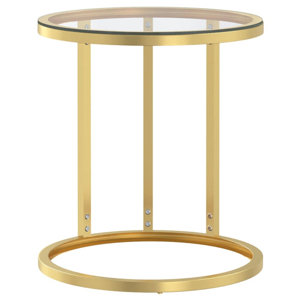 Photos - Dining Table VidaXL   Side Table Marble Home Indoor Furniture Tempered Glass Multi Colours (gold and transparent)