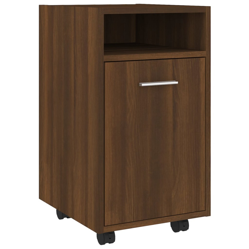 Vidaxl (Brown Oak) Side Cabinet With Wheels Chipboard Home Rolling Cabinet Multi Colours