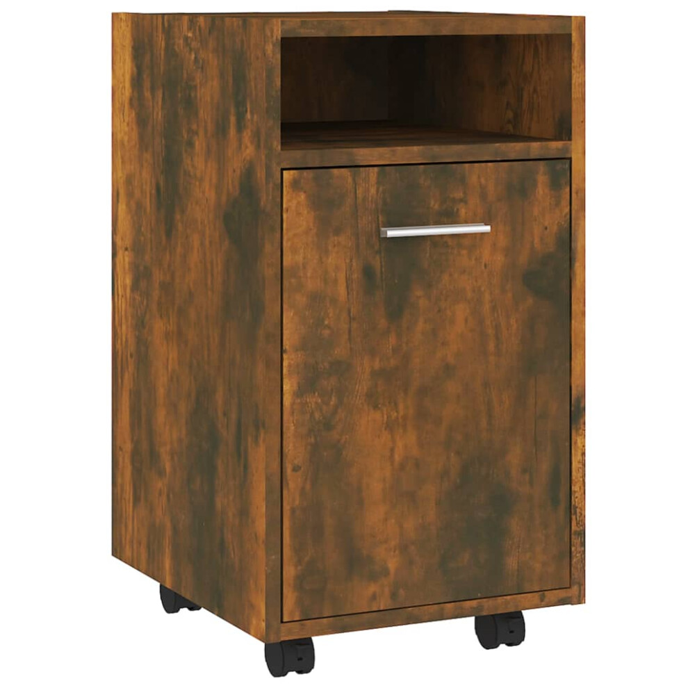 Vidaxl (Smoked Oak) Side Cabinet With Wheels Chipboard Home Rolling Cabinet Multi Colours