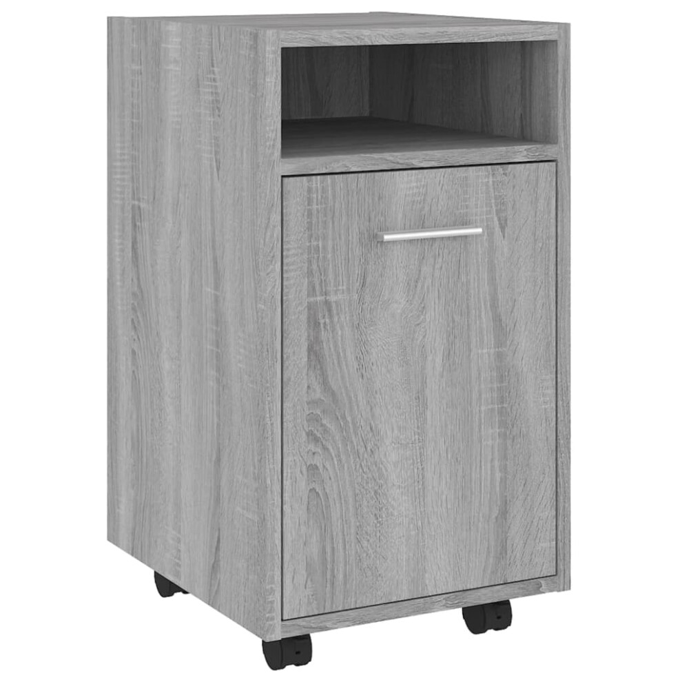 Vidaxl (Grey Sonoma) Side Cabinet With Wheels Chipboard Home Rolling Cabinet Multi Colours
